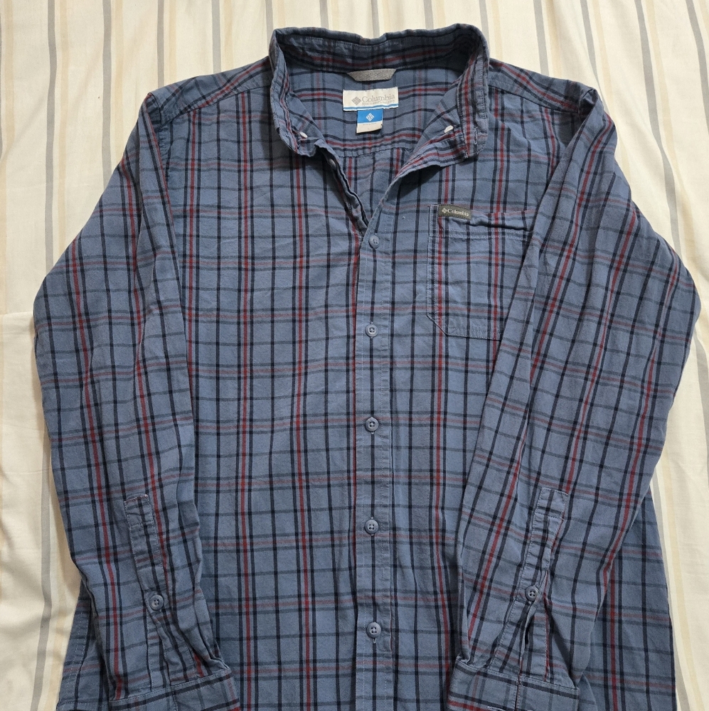 Columbia Men's L Blue Plaid Shirt
